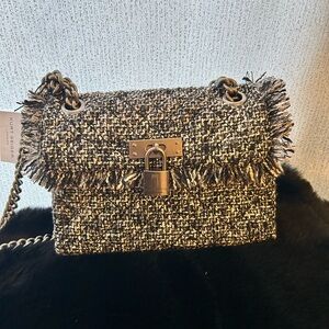 Kurt Geiger Black and White Tweed Shoulder Bag